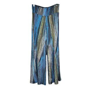 Clara Sunwoo Size Medium Palazzo Pants Striped Metallic Brunch Travel Swim